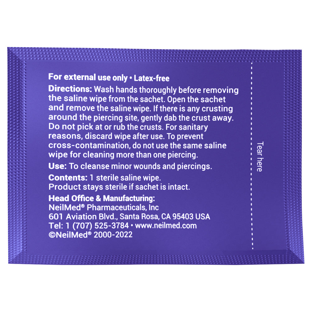 NeilMed Piercing Aftercare Sterile Saline Wipes